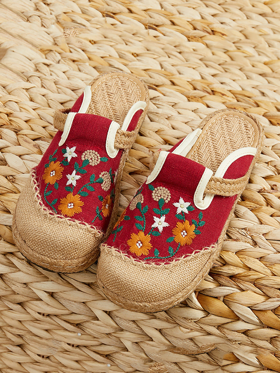 Women Summer Ethnic Flower Embroidery Slippers CC050 TACH