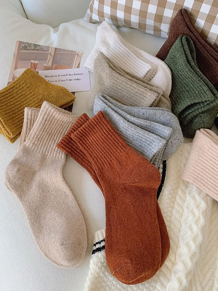 5 Pairs Women Solid Warm Wool Winter Socks BA1027 Genistyle Shop