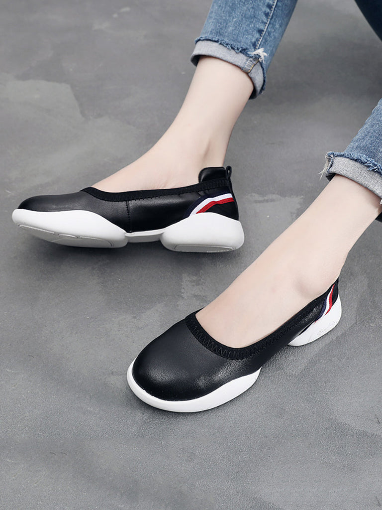 Women Summer Casual Leather Soft Spliced Flat Shoes UI1018 Ada Fashion