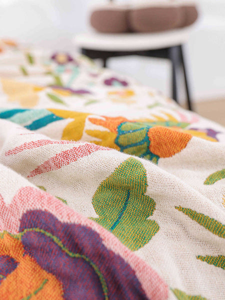 Multi-layer Cotton Flower Jacquard Bedcover Sofa Blanket FD026 BUYKUD