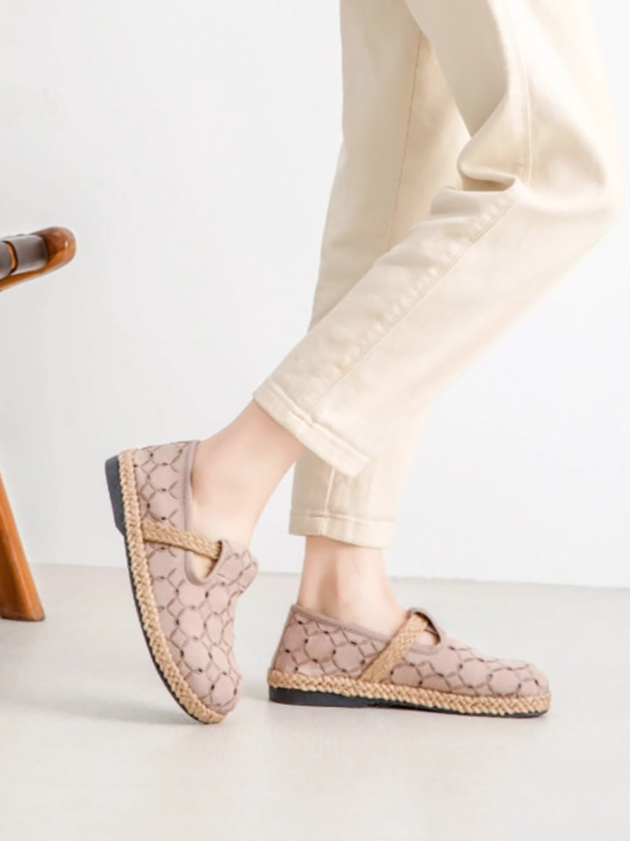 Summer Out Flat Hollow Shoes Casual Cotton Women FashionChic
