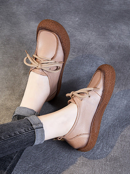 Women Casual Autumn Soft Leather Strap Flat Shoes AI1026 ZMM