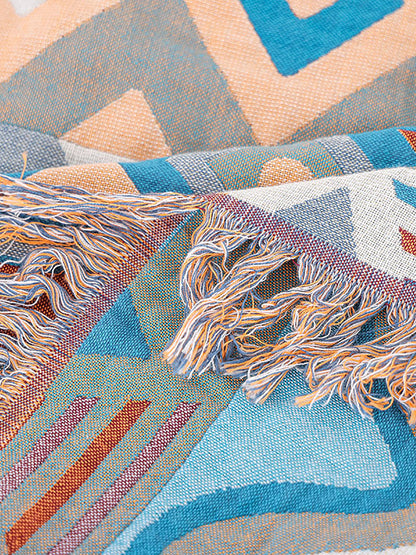Cotton Summer Nap Ethnic Jacquard Tassel Spliced Blanket AS1033 Ada Fashion