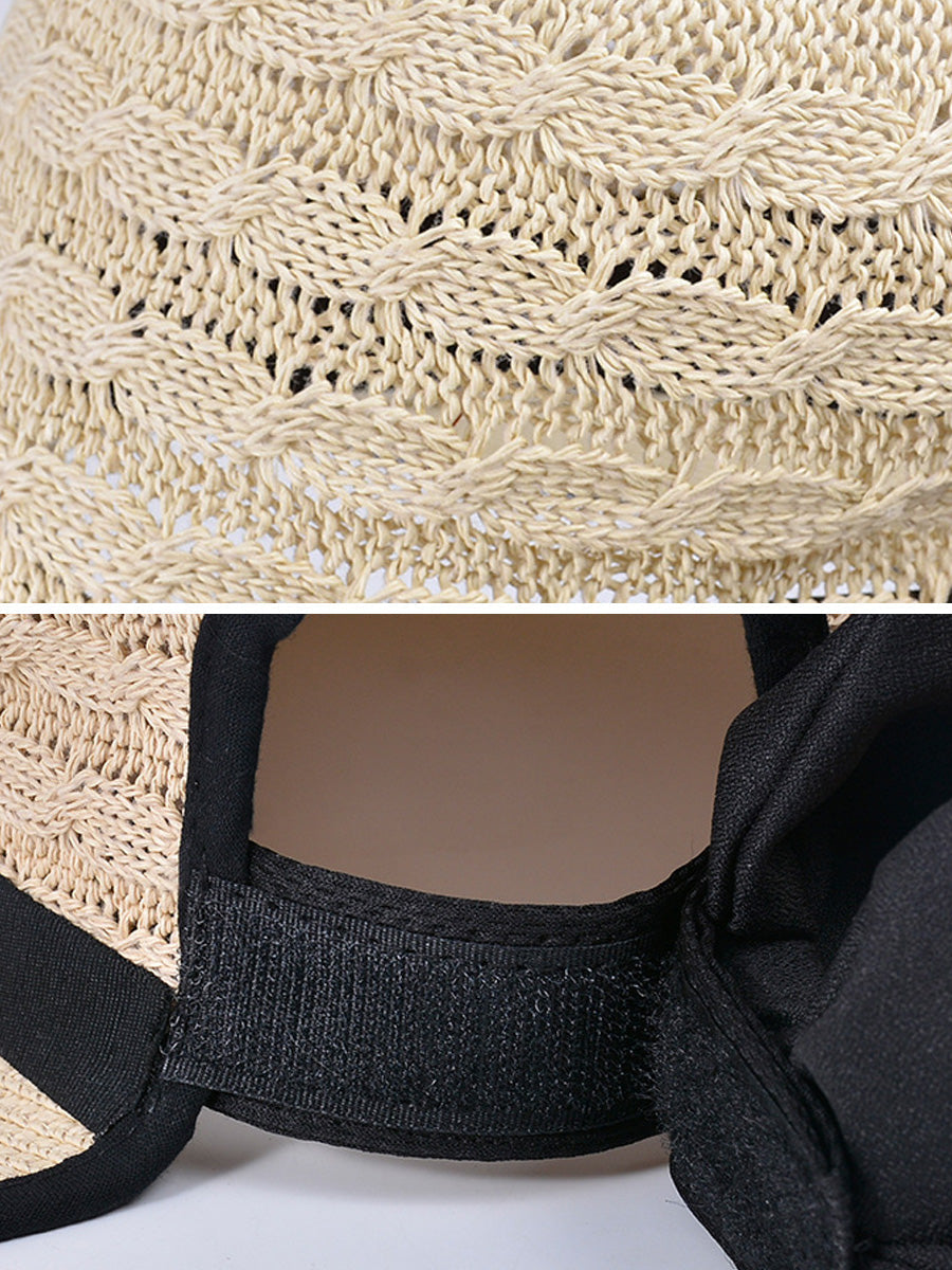 Women Summer Casual Straw Weave Bowknot Sunproof Hat CC038 BUYKUD