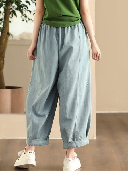 Women Summer Casual Solid Denim Loose Harem Pants FD003 ZMMM