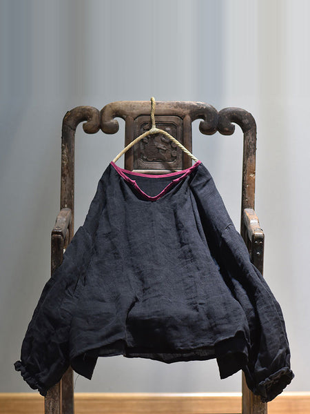 Women Spring Retro V-Neck Puff Sleeve Shirt AV1037 Genistyle Shop