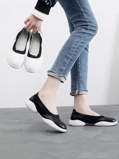 Women Summer Casual Leather Solid Low-Heel Shoes UI1017 Ada Fashion