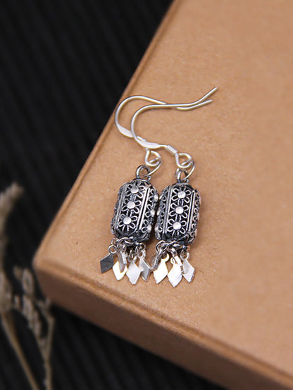 Women Vintage S925Silver Lantern Tassel Earrings AT1093 BUYKUD