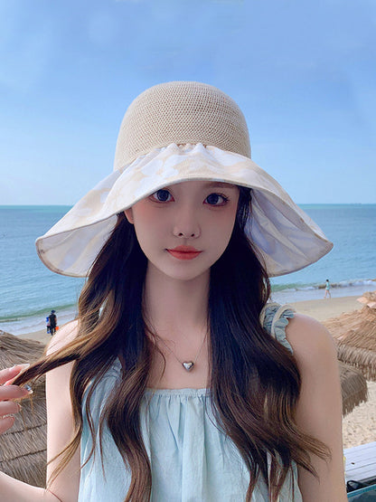 Women Summer Flower Spliced Bowknot Sunproof Hat AA1028 Ada Fashion