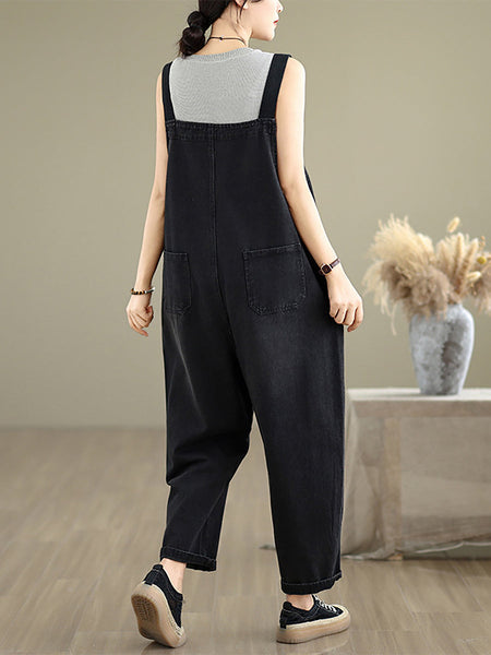 Denim Women Jumpsuits Loose Color Summer Casual Pure FashionChic