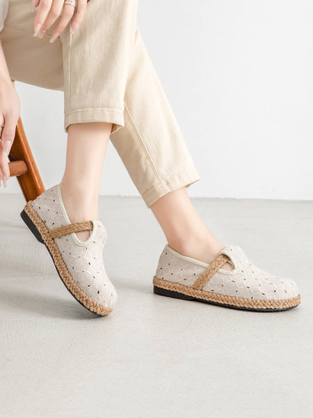 Summer Out Flat Hollow Shoes Casual Cotton Women FashionChic