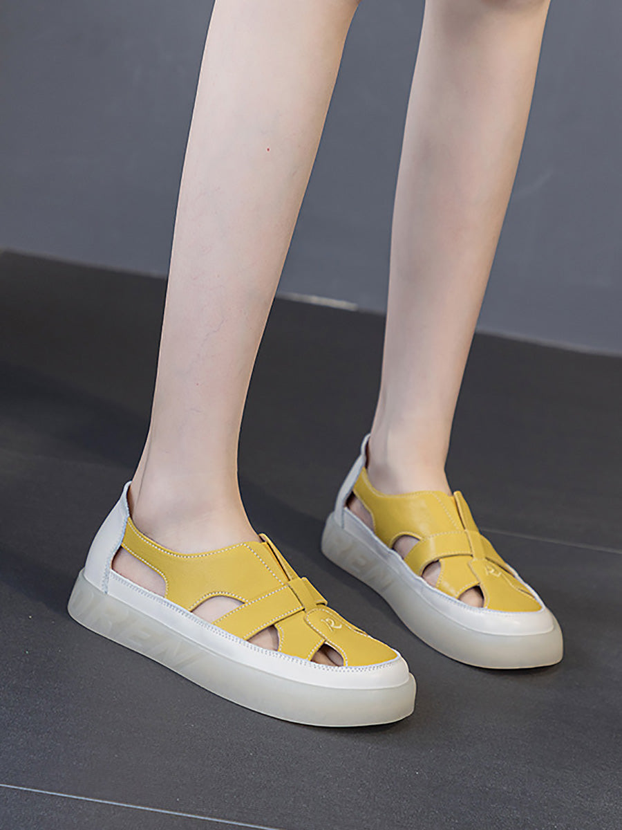 Women Summer Casual Genuine Leather Cutout Platform Sandals LL051 YEDF