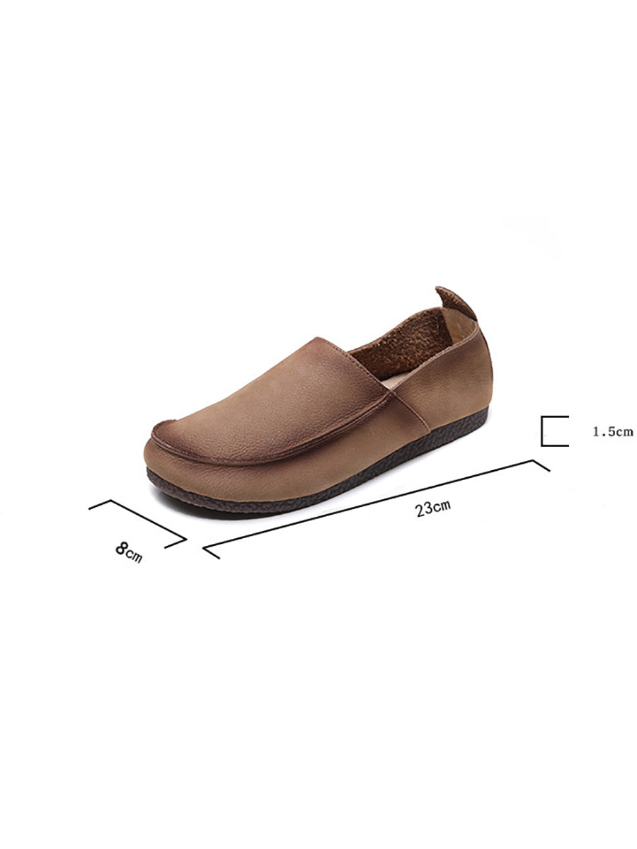 Leather Retro Solid Summer Falt Women Shoes FashionChic