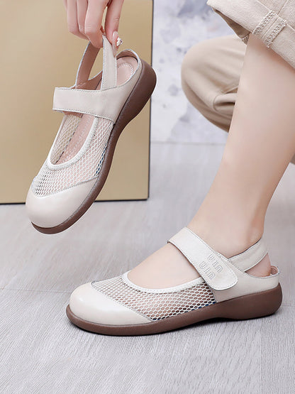 Women Summer Casual Solid Leather Low Heel Sandals AS1057 Ada Fashion