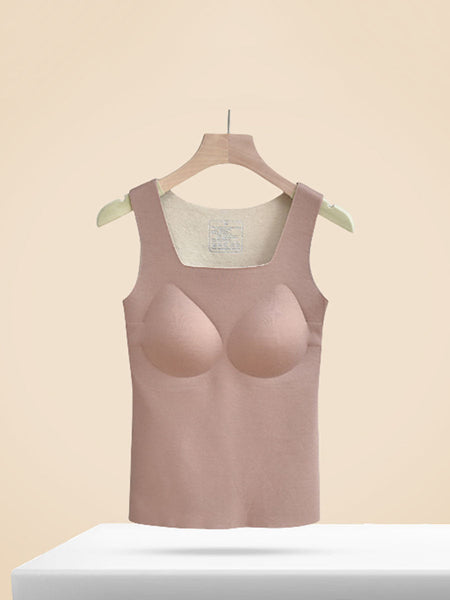 Women Seamless Winter Solid Warm Withe Bra Pad Base AV1035 Genistyle Shop