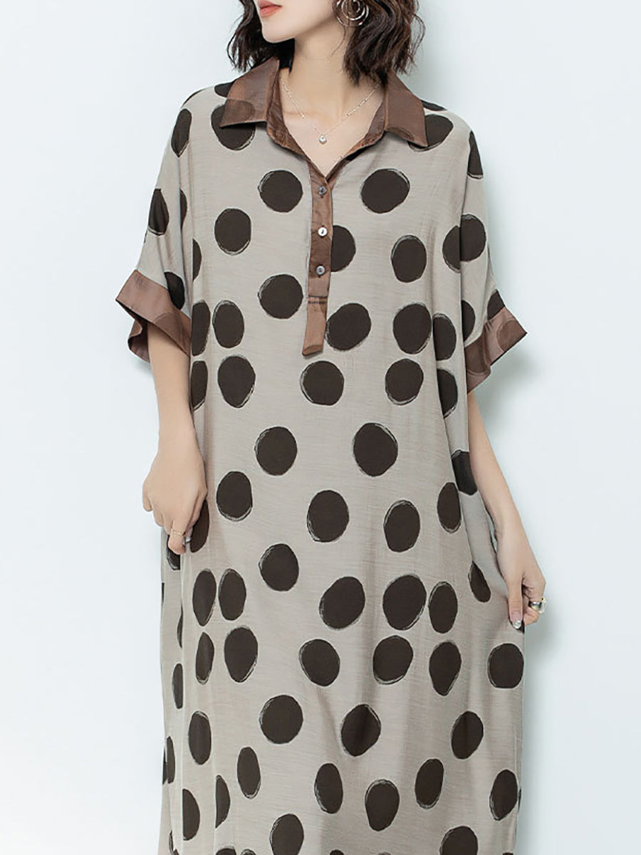 Women Summer Casual Dot Print Claf-Length Dress AS1044 Ada Fashion