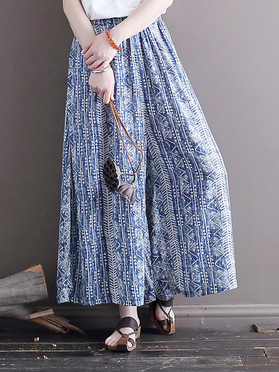 Women Summer Ethnic Batik Wide-leg Loose Pants LL001 XIM