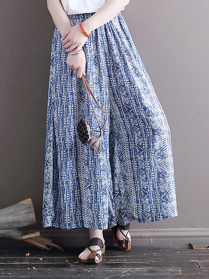 Women Summer Ethnic Batik Wide-leg Loose Pants LL001 XIM