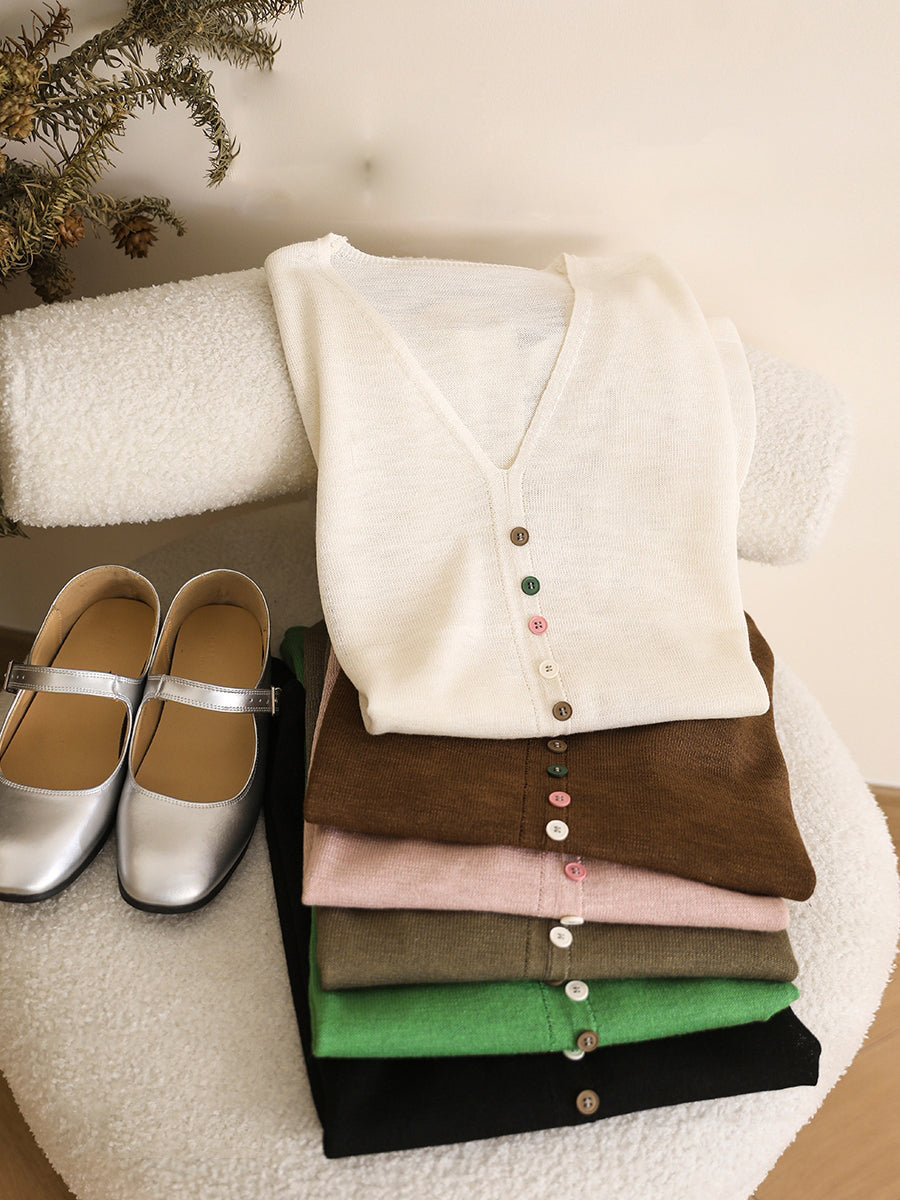 Women Casual Solid Colorful Buttom Summer Thin Shirt QW1050 Ada Fashion