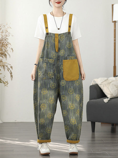 Fashion Denim Summer Stripe Flower Women Jumpsuits FashionChic