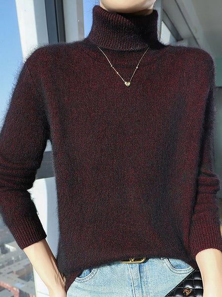 Women Autumn Casual Turtleneck 100%Wool Soft Sweater BA1060 Genistyle Shop