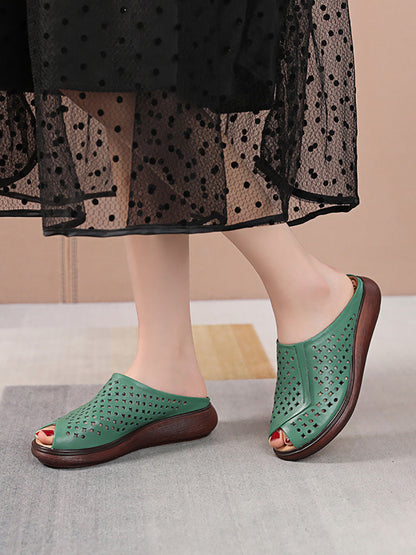 Women Summer Casual Leather Cutout Flat Sandals HH047 HNXZ