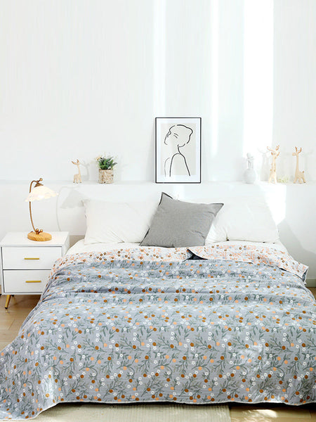 4Layer Cotton Summer Nap Floral Jacquard Sofa Blanket WE1007 Ada Fashion
