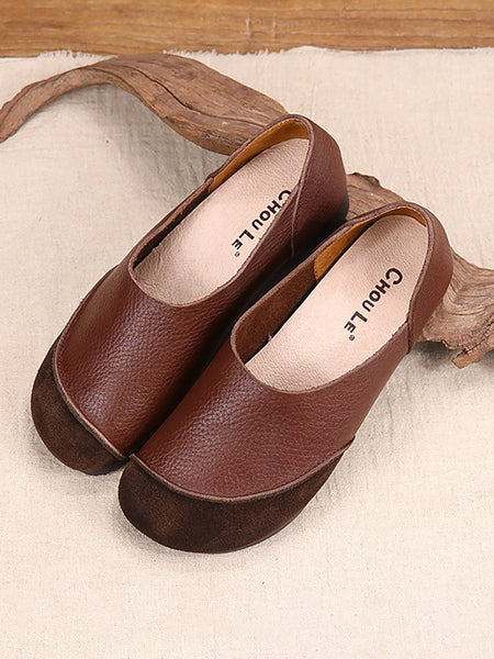 Women Summer Genuine Leather Spliced Flat Shoes AT1043 ZYXY