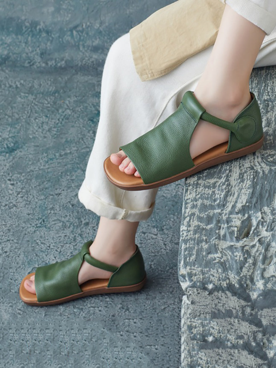 Women Summer Solid Casual Leather Flat Sandals UI1013 Ada Fashion