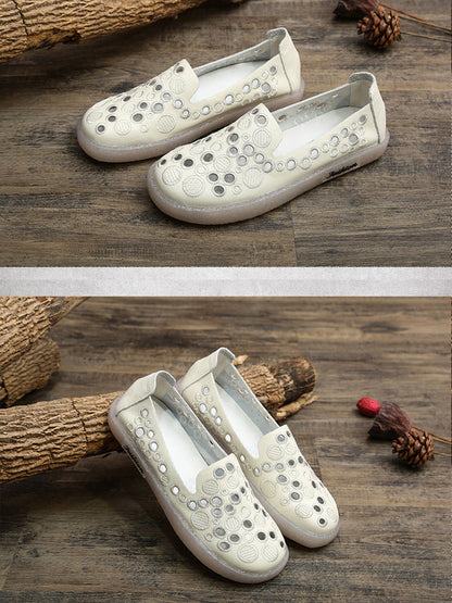 Women Summer Casual Leather Embroidery Cutout Shoes CC049 RAXP