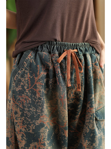 Women Casual  Tie-dye Autumn Strap Denim Harem Pants AI1028 YYMY