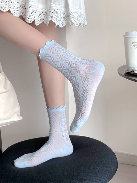 5 Pairs Women Summer Thin Mid-Claf Socks ZZ1007 Ada Fashion