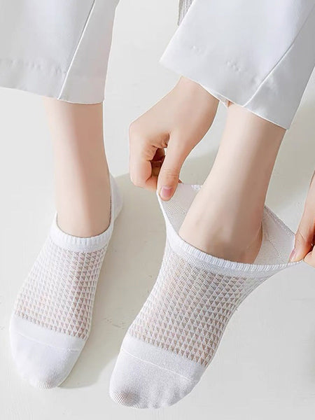 6 Pairs Women Summer Casual Solid Short Socks CX039 BUYKUD