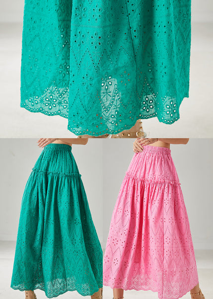 Green Cotton Skirts Ruffled Exra Large Hem Summer AZ1024 shopify