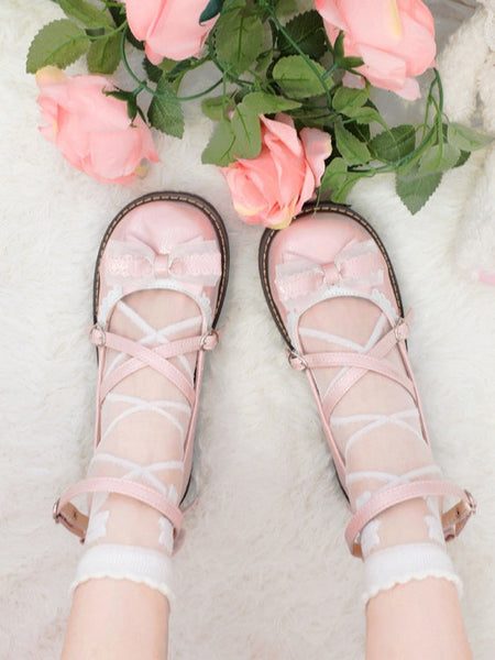 Strap Colors Socks Semi-Sheer 5 Pattern Bow FashionChic