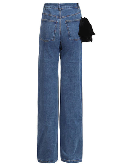 Red Chic Tied Straight Jeans High Waist Buttoned FashionChic