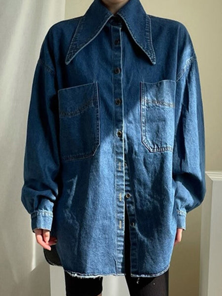 Long Peter Pockets Pan Sleeve Single-breasted Loose Urban Collar FashionChic