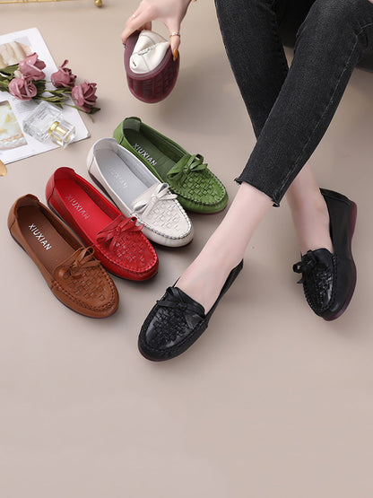 Women Summer Casual Solid Soft Leather Weave Flat Shoes FG1019 Ada Fashion