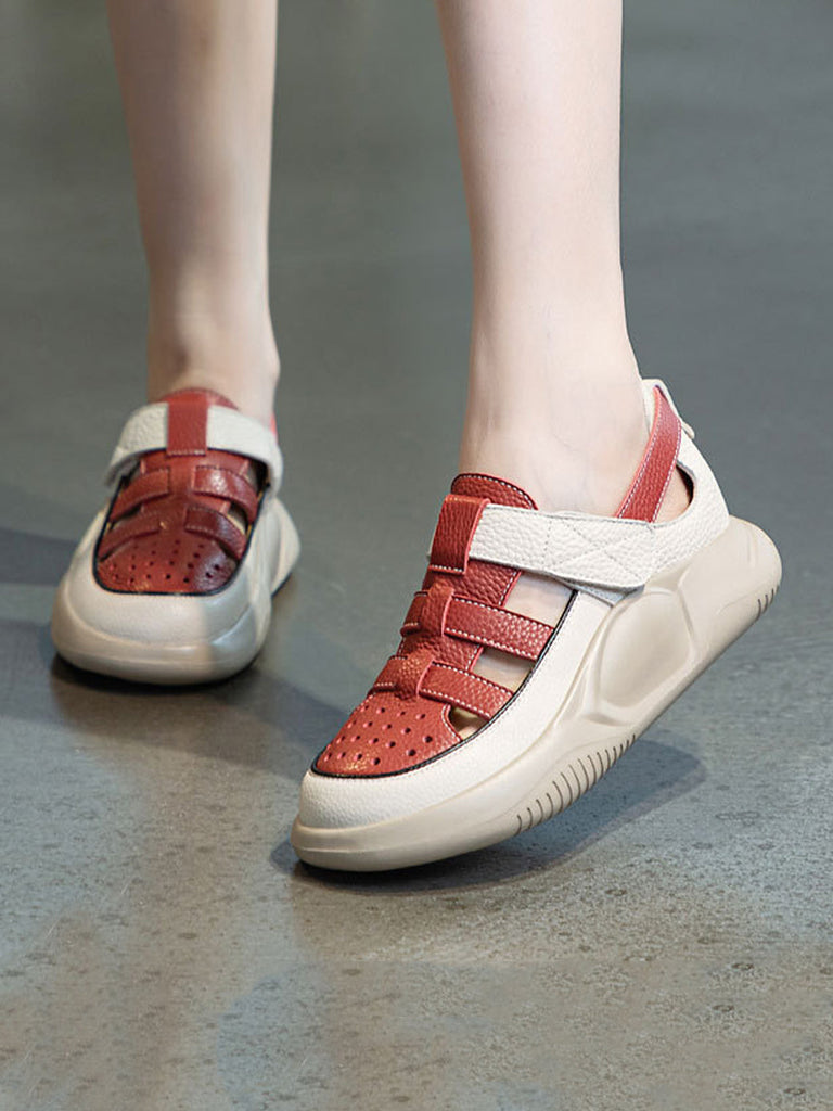 Women Summer Leather Colorblock Platform Sandals IO1027 Ada Fashion