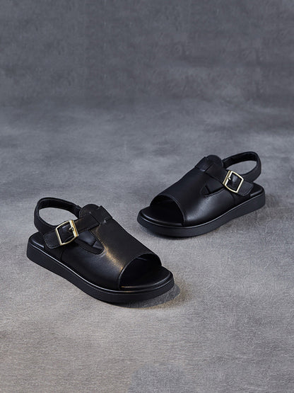 Women Soft Toe Leather Sandals Summer Open FashionChic