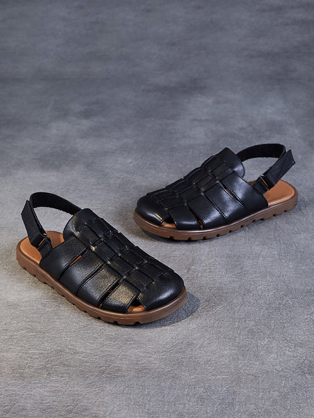 Women Summer Casual Leather Spliced Flat Slippers AA1015 Ada Fashion