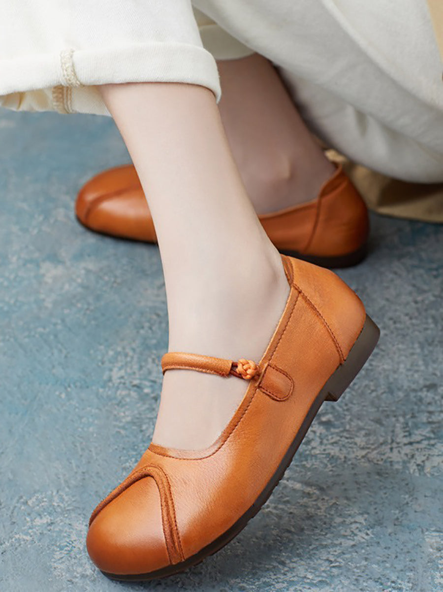 Women Summer Vintage Leather Spliced Soft Shoes ZZ1038 Ada Fashion