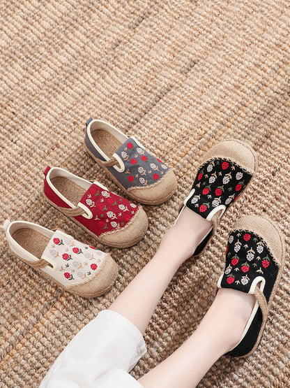 Women Summer Artsy Embroidery Linen Cotton Shoes ZZ1005 Ada Fashion