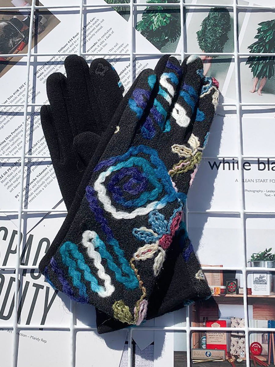 Women Winter Ethnic Warm Outdoor Gloves AT1095 BUYKUD