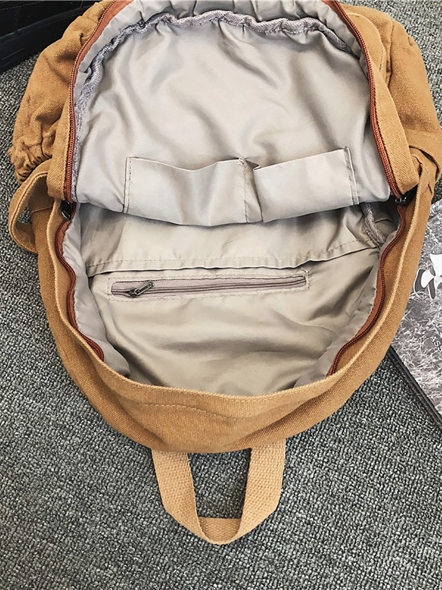 Women Casual Solid Canvas Large Capacity Backpack AT1030 BUYKUD