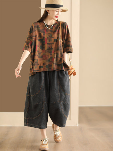 Women Casual Summer Print Loose Cotton Shirt XX1008 Ada Fashion