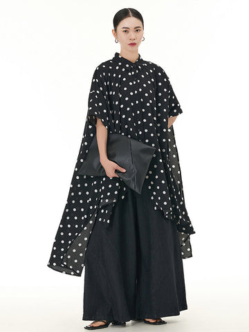Women Casual Summer Dot Irregular Hem Loose Shirt KL1002 Ada Fashion