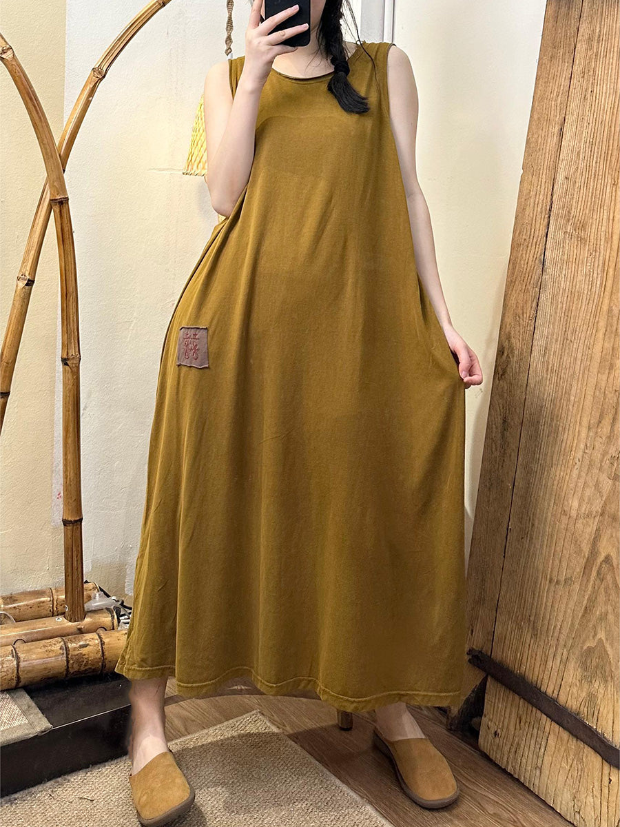 Women Summer CasuaL Solid Patch Spliced Vest Dress QW1021 Ada Fashion