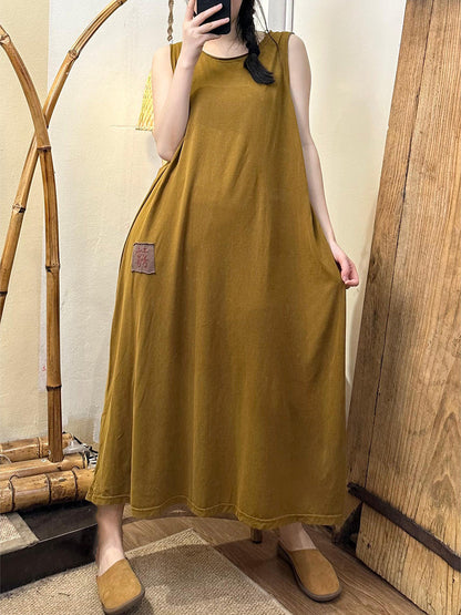 Women Summer CasuaL Solid Patch Spliced Vest Dress QW1021 Ada Fashion