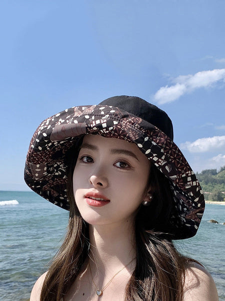 Women Casual Summer Solid Reversible Wearing Collapsible Hat LL005 BUYKUD